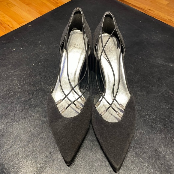 Embellished Crystal D’orsay Swarovski Crisscross Strap Kitten Pump Stiletto Rave - Picture 2 of 10